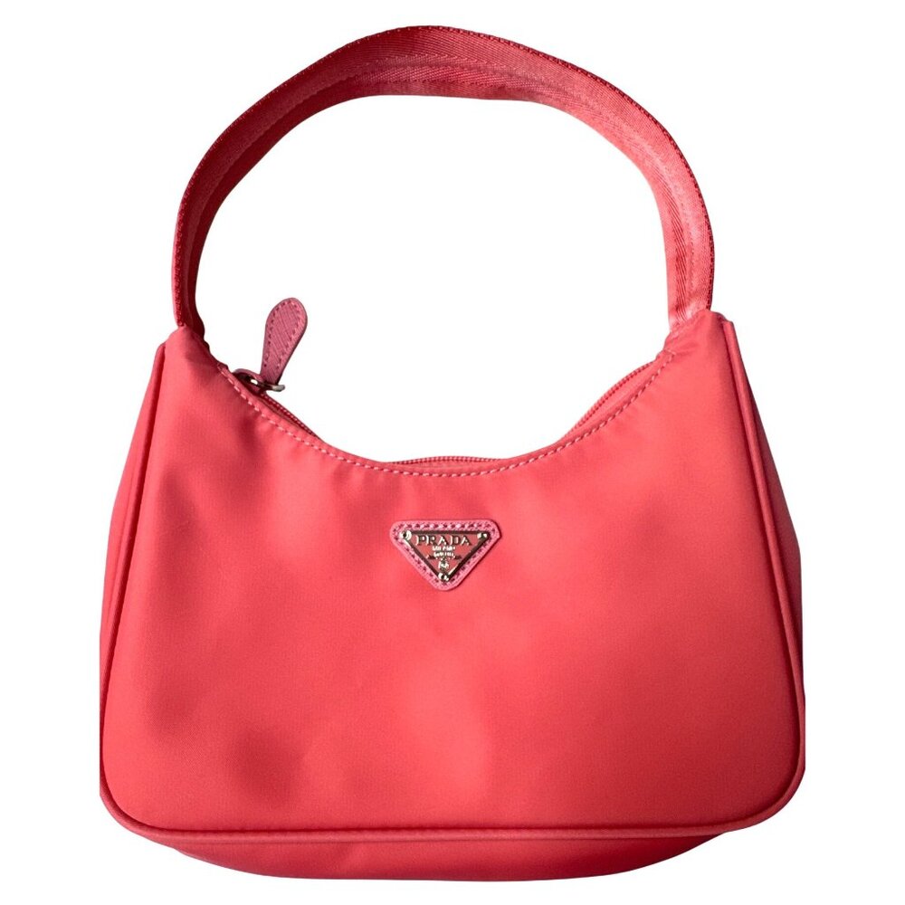 Pink Nylon Mini Shoulder Bag With Zip Closure